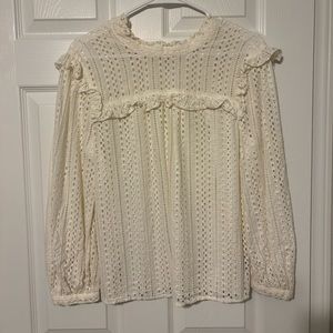 Madewell M eyelet long sleeve white top